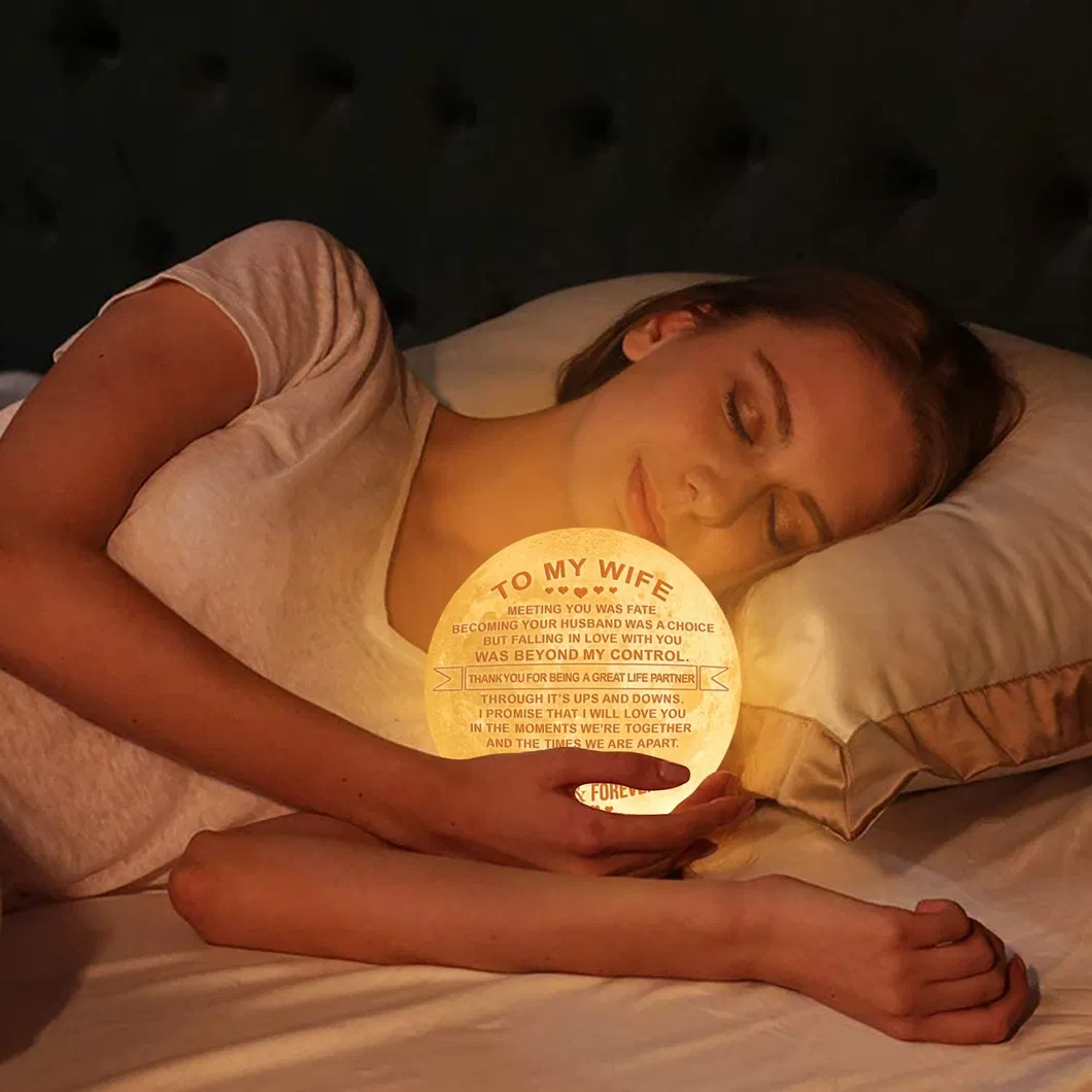 Engraved 3D Printing Moon Lamp with Tap Control Valentine′ S Day Gifts