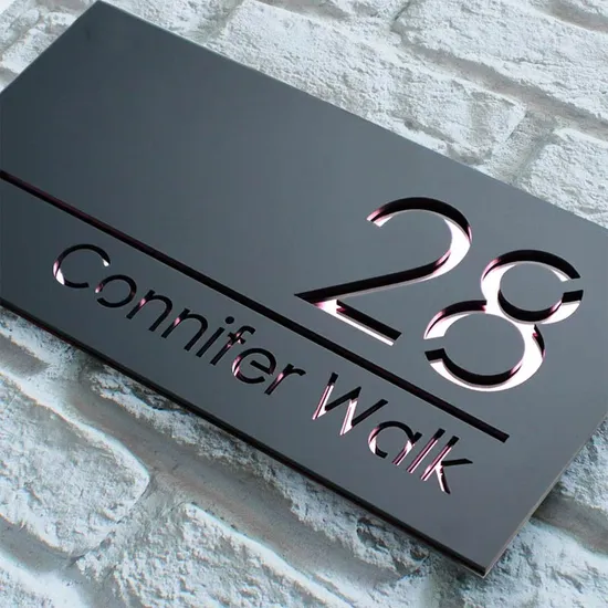 Personalized House Number Plaque Modern Acrylic Laser Cut 3D Exterior Matte Doorplate