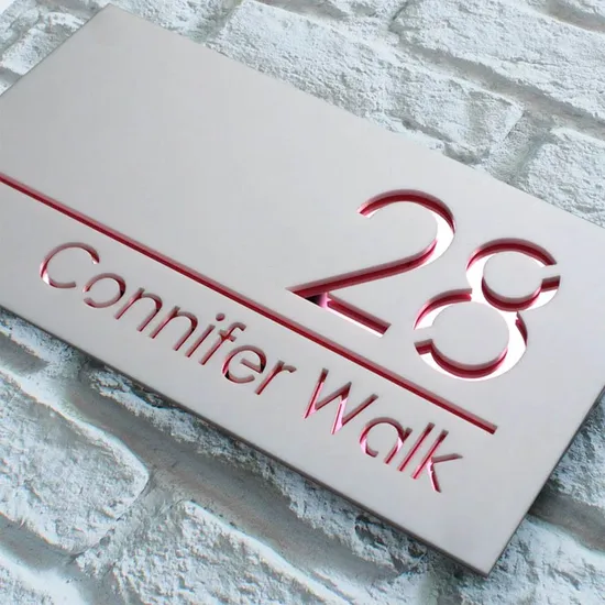 Personalized House Number Plaque Modern Acrylic Laser Cut 3D Exterior Matte Doorplate