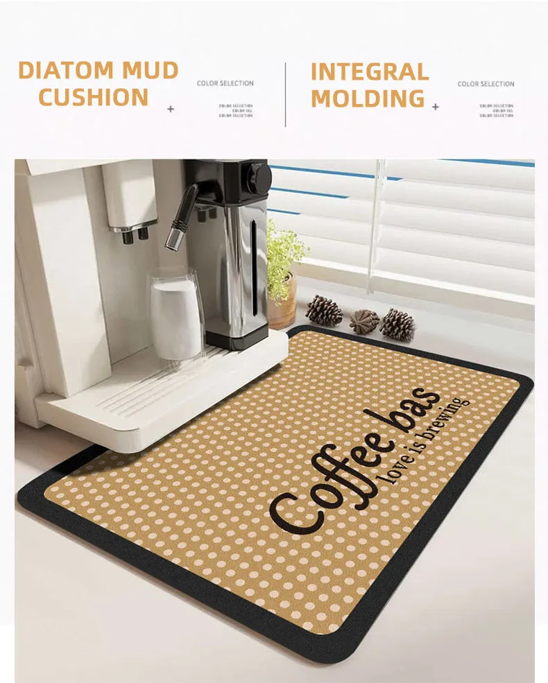 Absorbent Fabric Kitchen Countertops Foaming Layer Diatom Mud Cushion Non Slip Mat