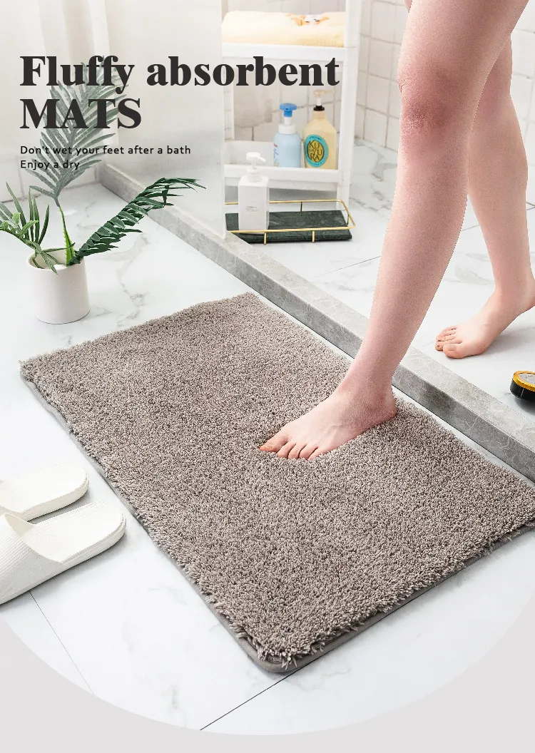 Amazon Basics Shaggy Washable Non Slip Bath Rugs for Bathroom Sets