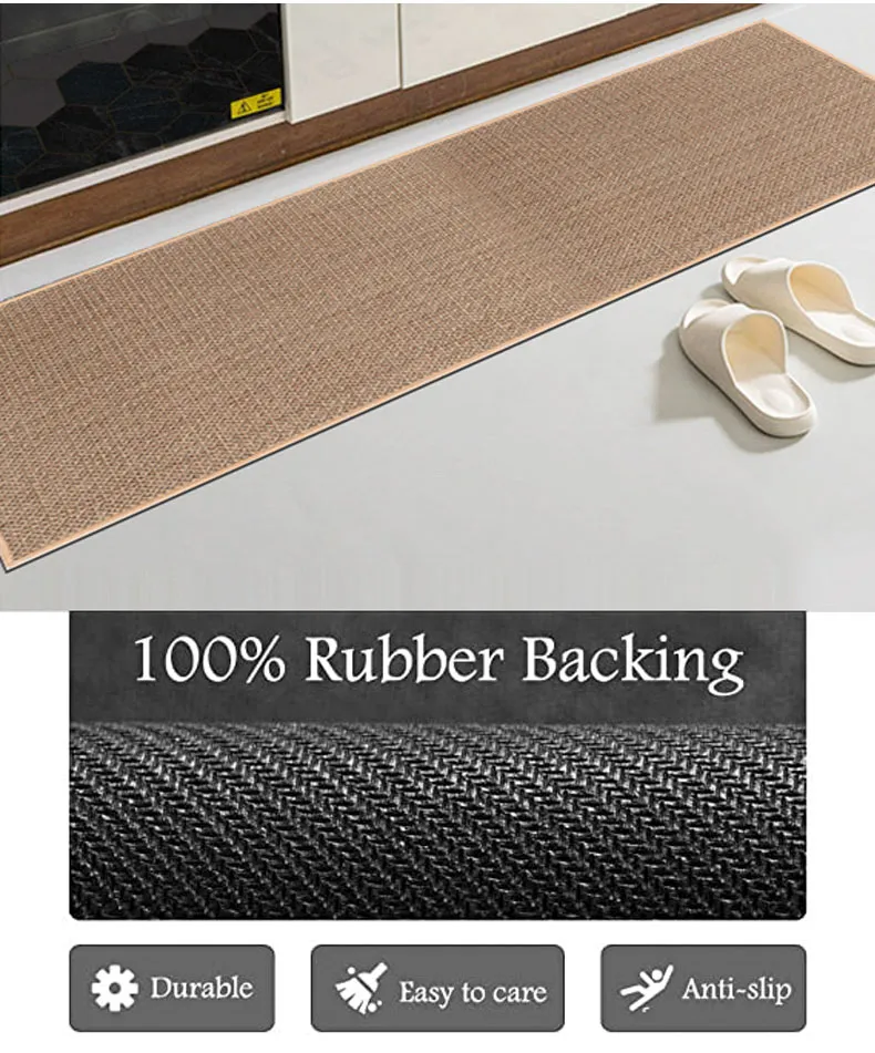 Anti-Slip Anti Fatigue Linen Kitchen Mat Kitchen Runner Rug Rubber Backing