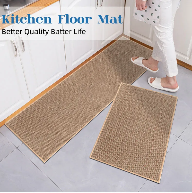 Anti-Slip Anti Fatigue Linen Kitchen Mat Kitchen Runner Rug Rubber Backing