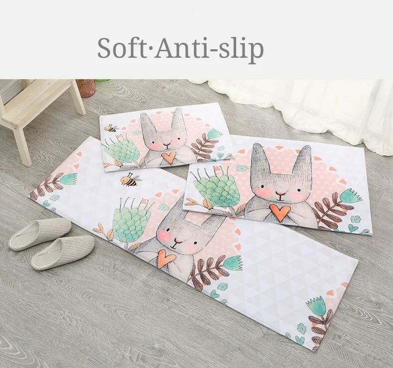 Anti-Slip Water Absorb Flannel Printed Door Mat Memory Foam Bath Mat