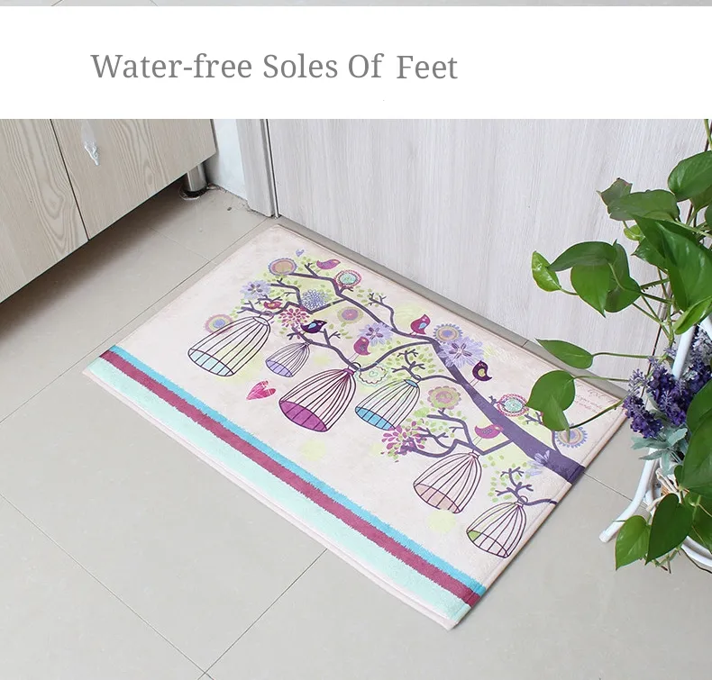 Anti-Slip Water Absorb Flannel Printed Door Mat Memory Foam Bath Mat