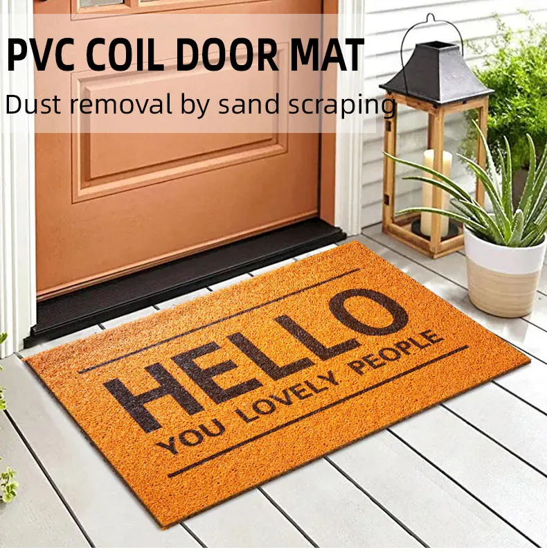 Brown PVC Coco Coir Doormat with Heavy-Duty Front Welcome Entrance Door Mats