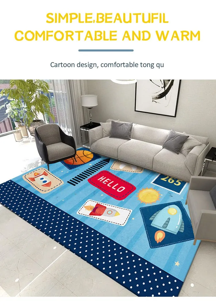 Children Mat Flannel Non-Slip Baby Rectangle Bedroom Living Room Kids Play Rug