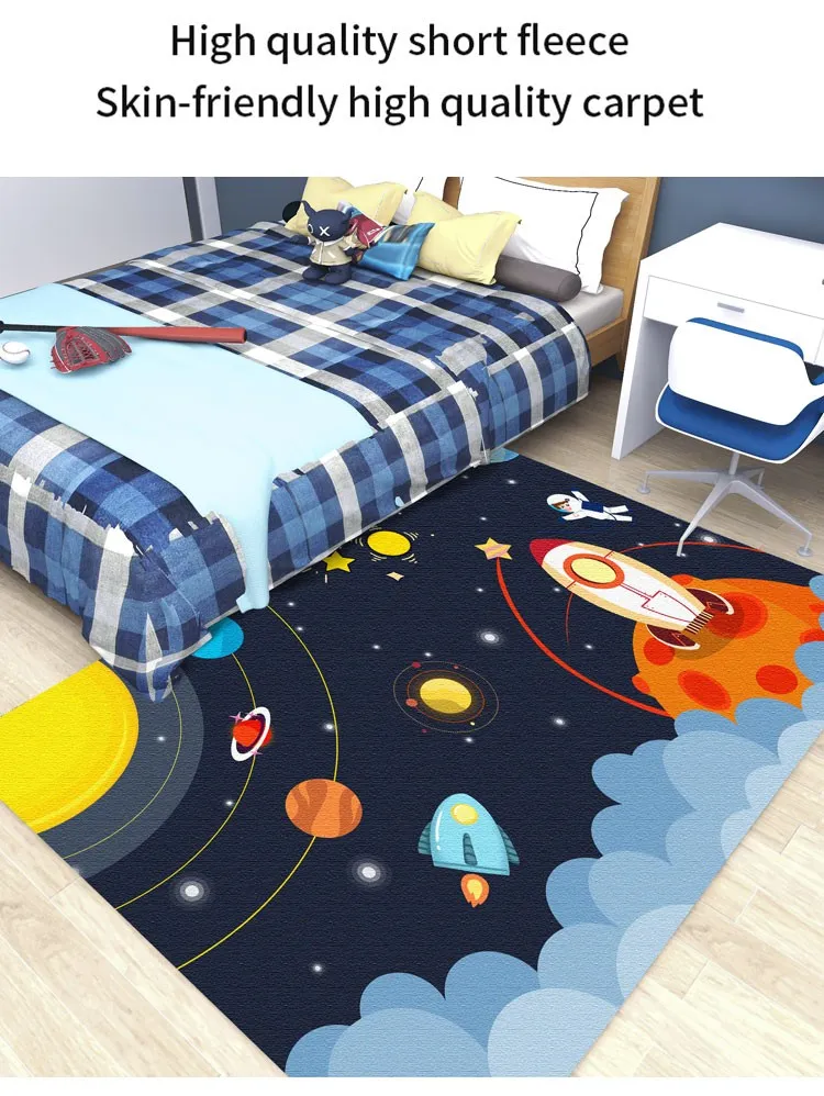 Children Mat Flannel Non-Slip Baby Rectangle Bedroom Living Room Kids Play Rug