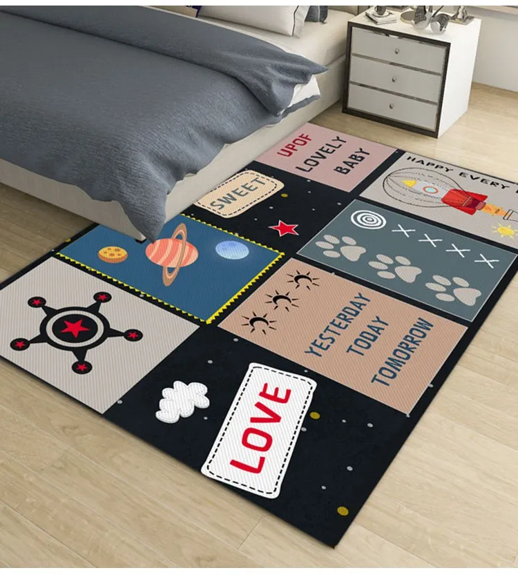 Children Mat Flannel Non-Slip Baby Rectangle Bedroom Living Room Kids Play Rug