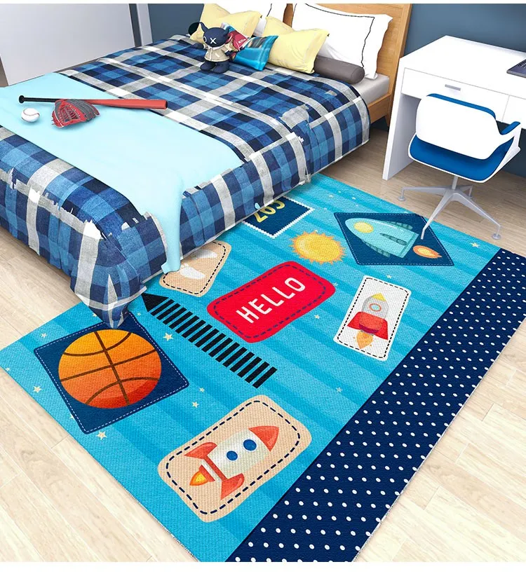 Children Mat Flannel Non-Slip Baby Rectangle Bedroom Living Room Kids Play Rug