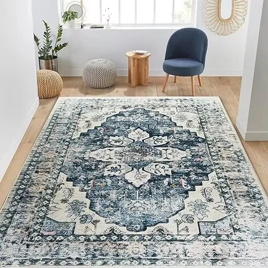 Custom Bohemian Style Chenille Area Rug for Living Room Floor Area Rug