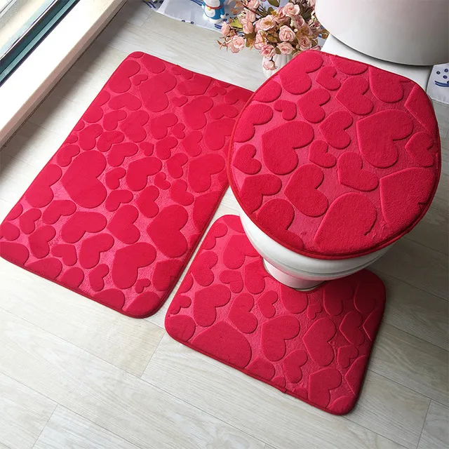 Custom Coral Fleece Stone Floor Bathroom Rug Non Slip Toilet Mat