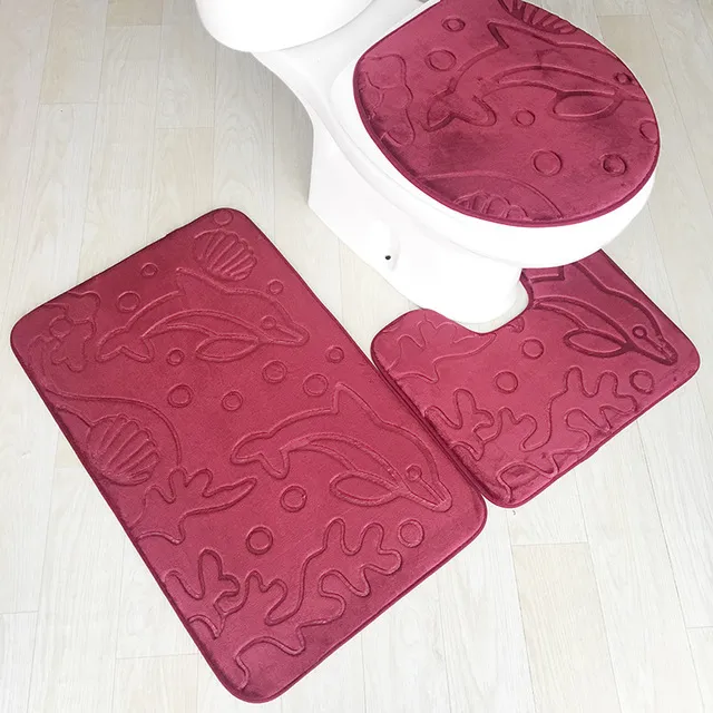 Custom Coral Fleece Stone Floor Bathroom Rug Non Slip Toilet Mat