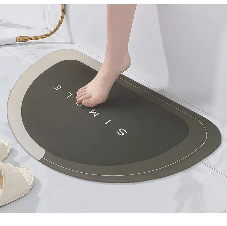 Custom Oval Washable Anti-Slip Rubber Backing Bathroom Mat