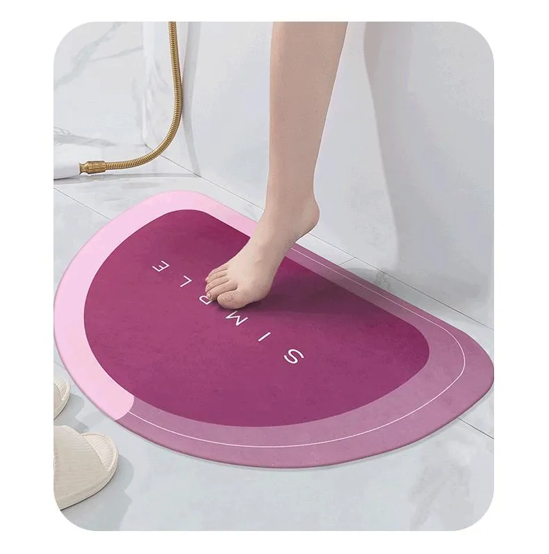 Custom Oval Washable Anti-Slip Rubber Backing Bathroom Mat