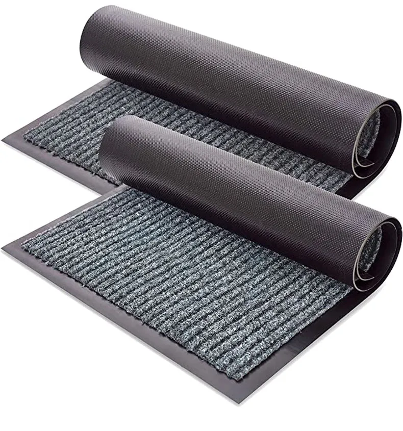 Custom PVC Backing Double Ribbed Stripe Anti-Slip Floor Entrance Door Mat