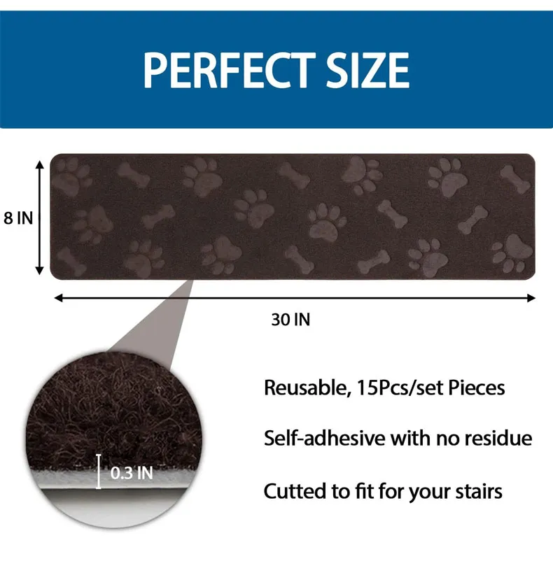 Dog Paw Design Pet Friendly Satin Resistant Kids Safety Step Staircase Mat