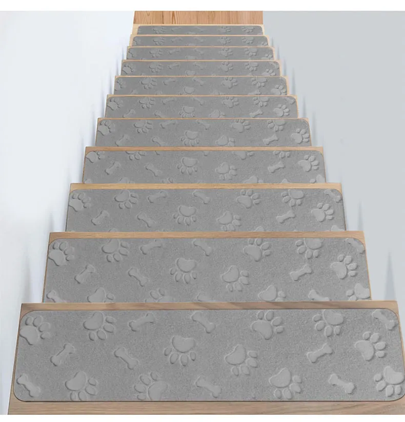 Dog Paw Design Pet Friendly Satin Resistant Kids Safety Step Staircase Mat