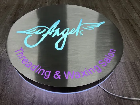 Wall Mounted Metal Backlit Logo Sign Custom Illuminated LED Sign Circular Light Box Signage