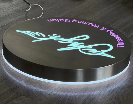 Wall Mounted Metal Backlit Logo Sign Custom Illuminated LED Sign Circular Light Box Signage