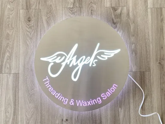 Wall Mounted Metal Backlit Logo Sign Custom Illuminated LED Sign Circular Light Box Signage