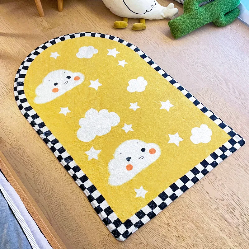 Faux Cashmere Cat Cartoon Warm Blanket DOT Plastic Non-Slip Sole Bedside Carpet