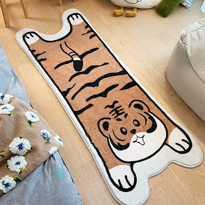 Faux Cashmere Cat Cartoon Warm Blanket DOT Plastic Non-Slip Sole Bedside Carpet