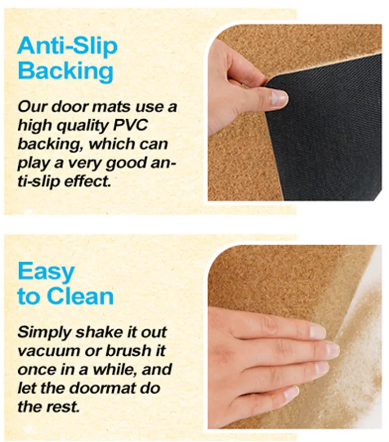 Faux Coconut Palm Entry Rug Non-Slip Scraping Dirt Coconut Mat