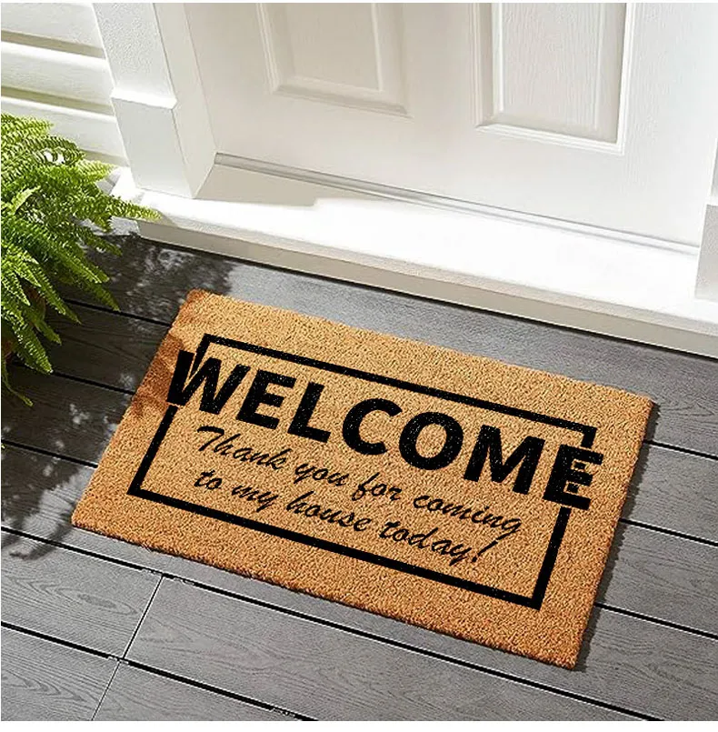 Faux Coconut Palm Entry Rug Non-Slip Scraping Dirt Coconut Mat