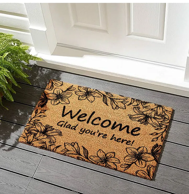 Faux Coconut Palm Entry Rug Non-Slip Scraping Dirt Coconut Mat