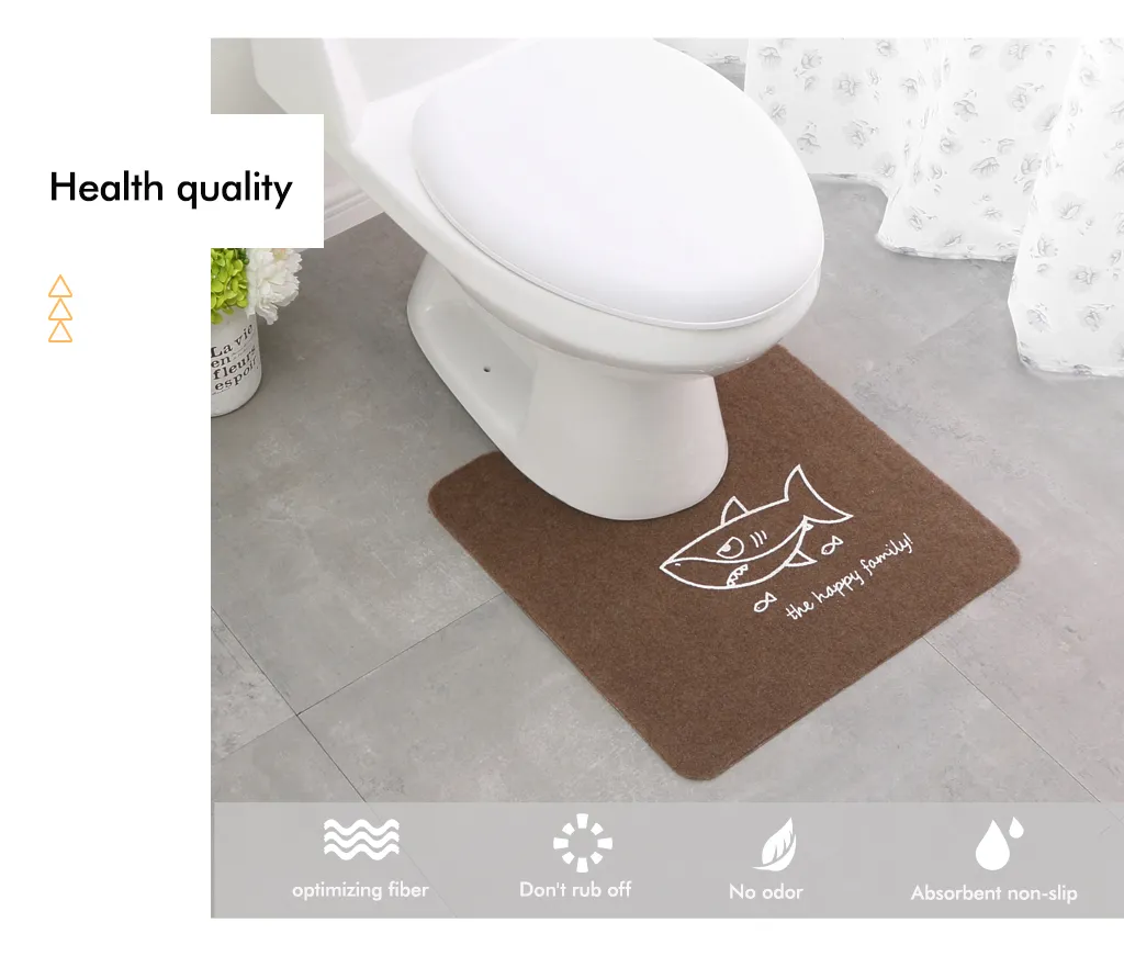 Fiber 0.4cm Colorfast Non-Slip Absorbent Home Toilet Floor Carpet Bath Rug