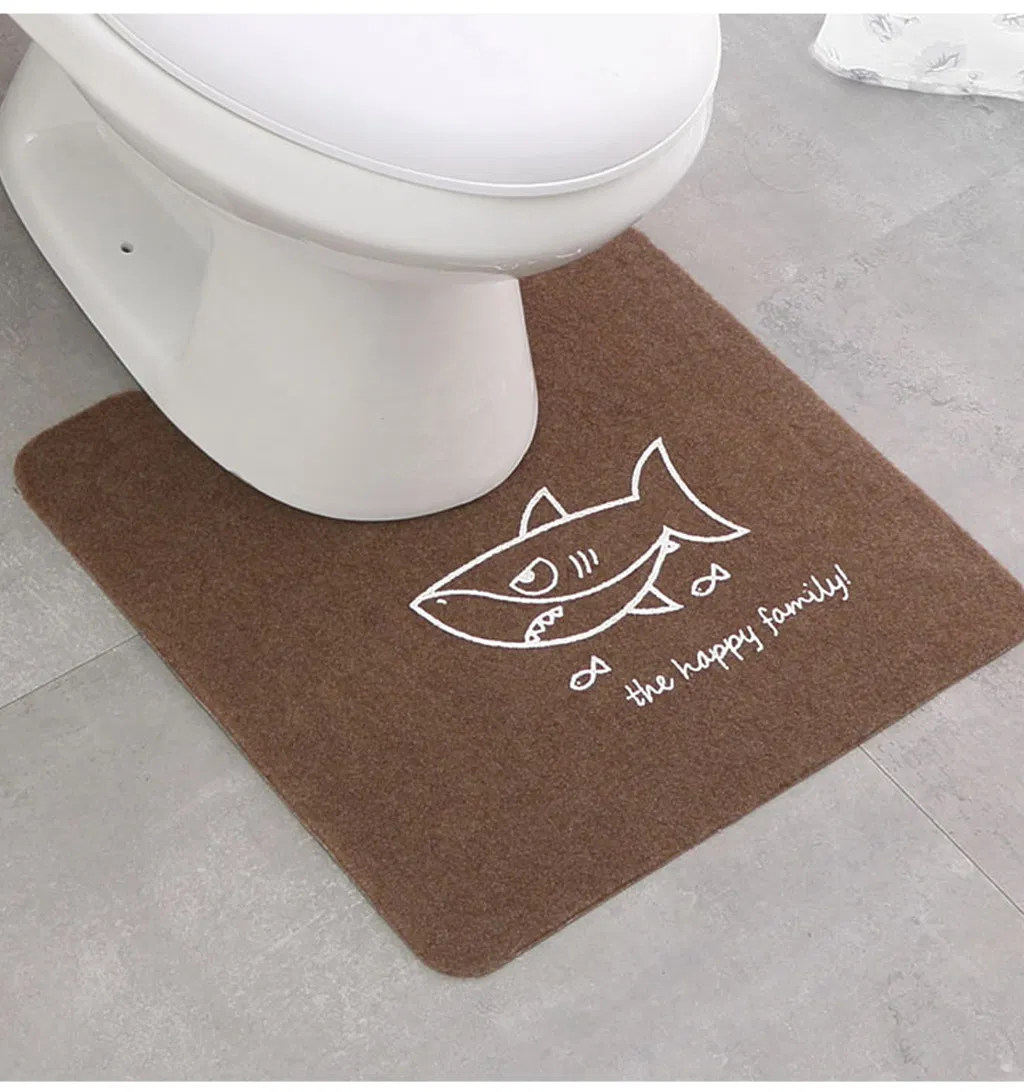 Fiber 0.4cm Colorfast Non-Slip Absorbent Home Toilet Floor Carpet Bath Rug