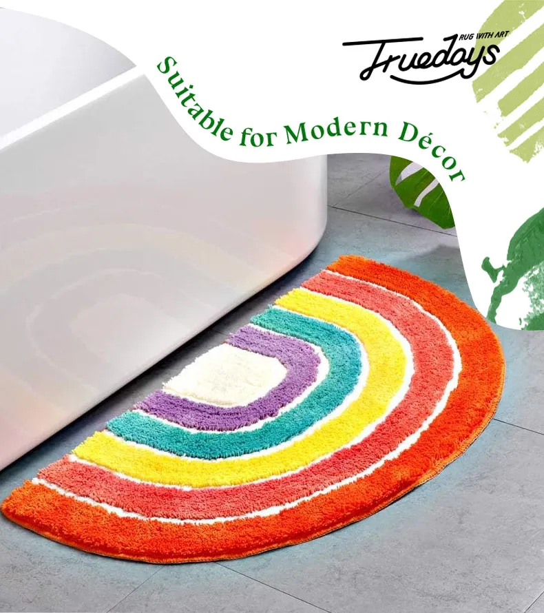 Flocking Microfiber Rainbow Shape Bath Mat