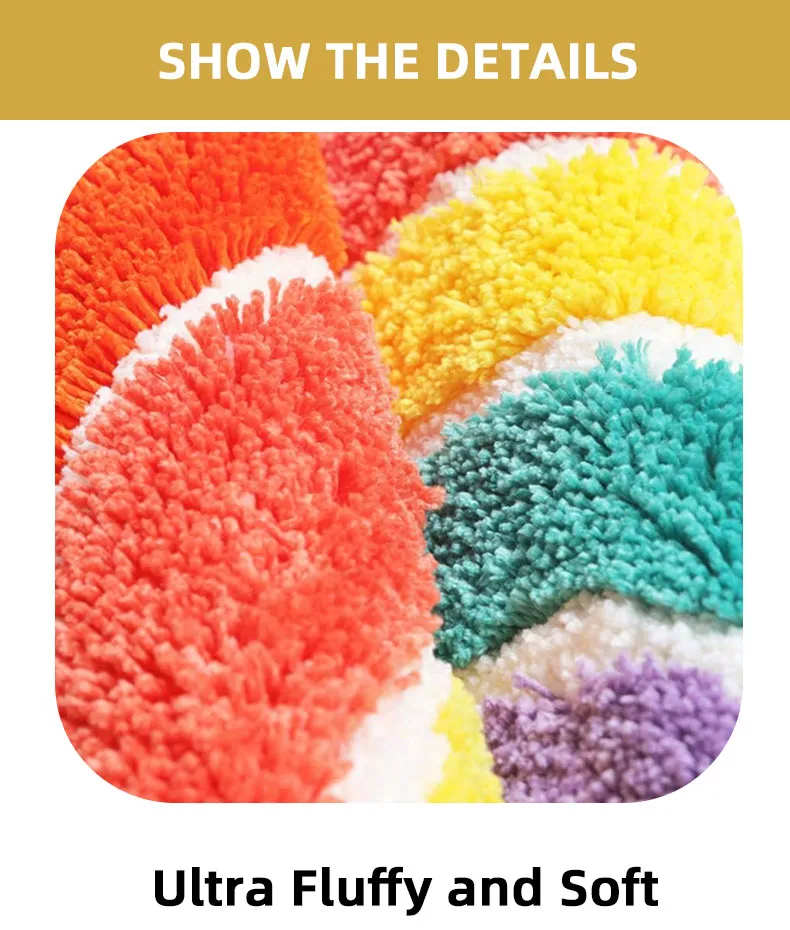 Flocking Microfiber Rainbow Shape Bath Mat