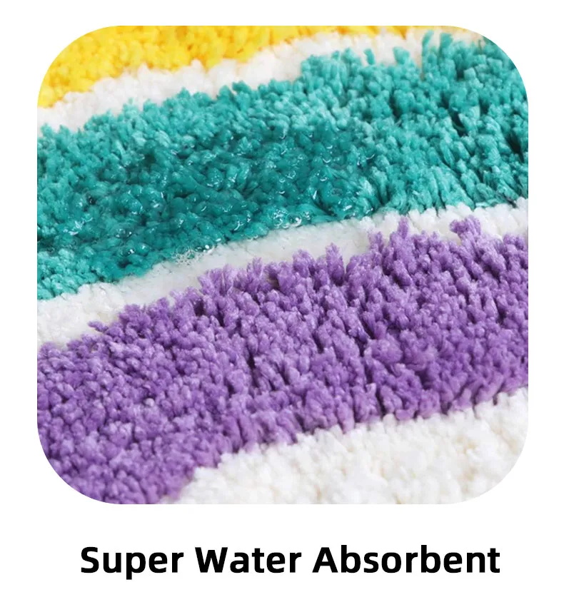 Flocking Microfiber Rainbow Shape Bath Mat