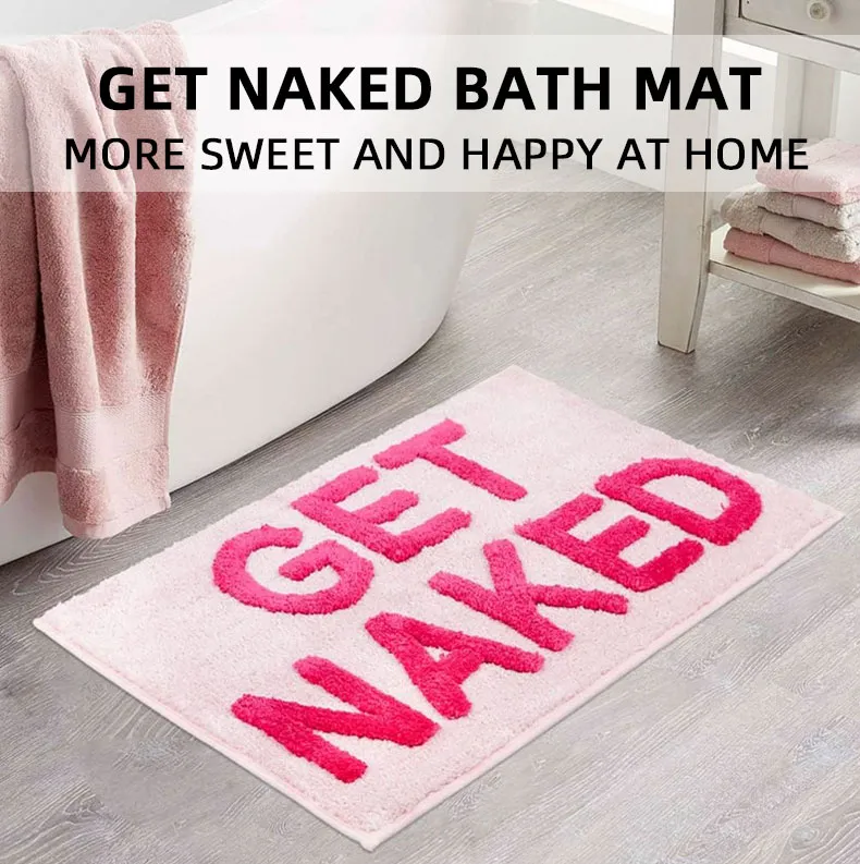 Flocking Microfiber Shaggy Non Slip Get Naked Bath Mat