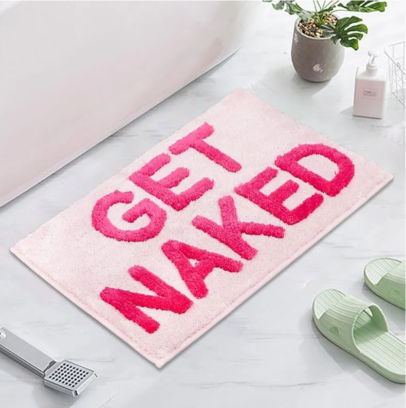 Flocking Microfiber Shaggy Non Slip Get Naked Bath Mat