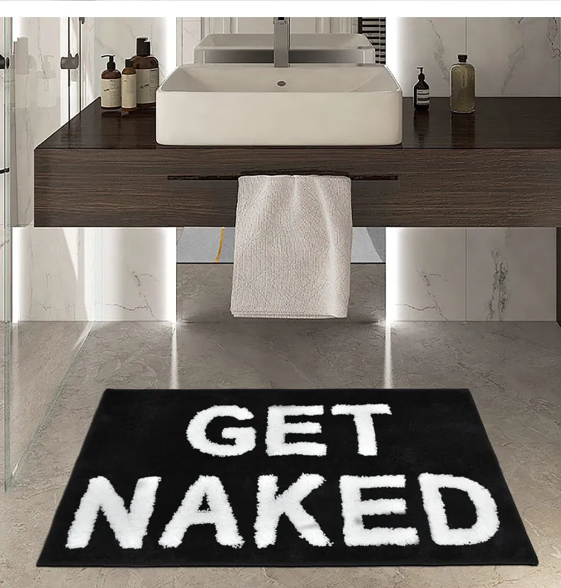 Flocking Microfiber Shaggy Non Slip Get Naked Bath Mat