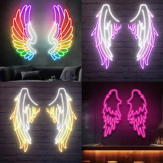 2024 Angel Wings Custom Neon Sign RGB Full Color 110-240V