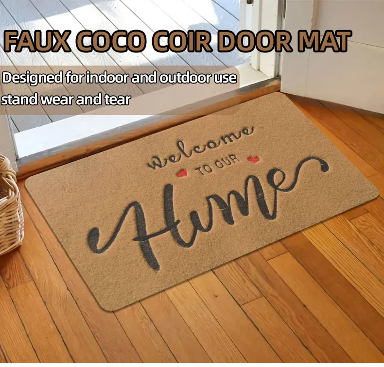 High Quality Printed Faux Coco Coir Door Mat Artificial Coconut Fiber Doormat