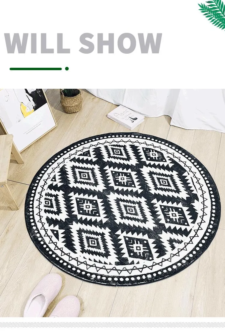 Modern Round Carpet Moroccan Bedroom Non-Slip Carpets Living Room Floor Mat