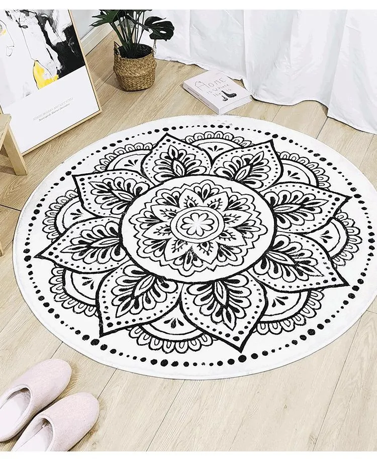 Modern Round Carpet Moroccan Bedroom Non-Slip Carpets Living Room Floor Mat