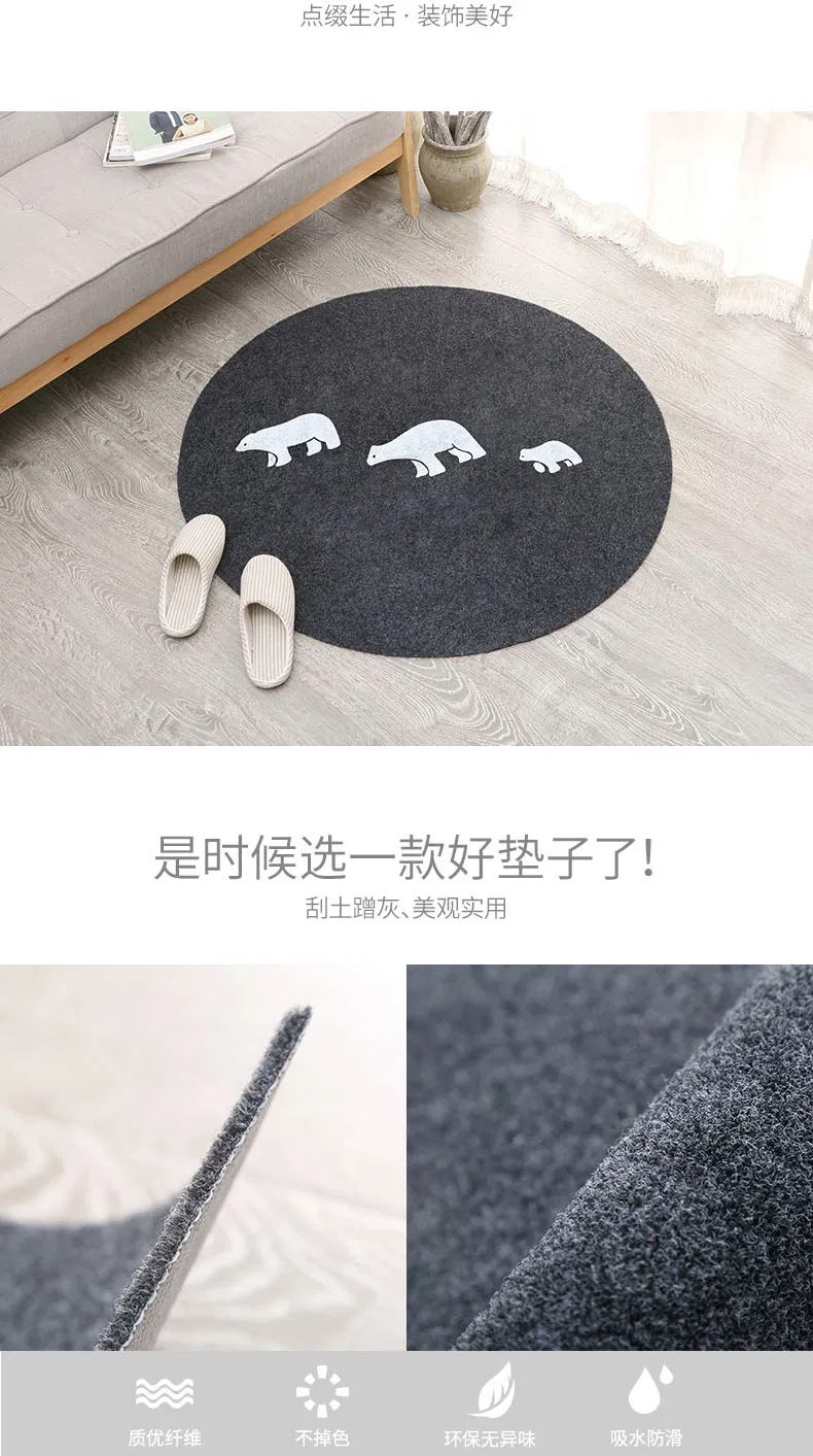 OEM Round Living Room Mat for Anti-Slip Rubber Backing Bedroom Mat