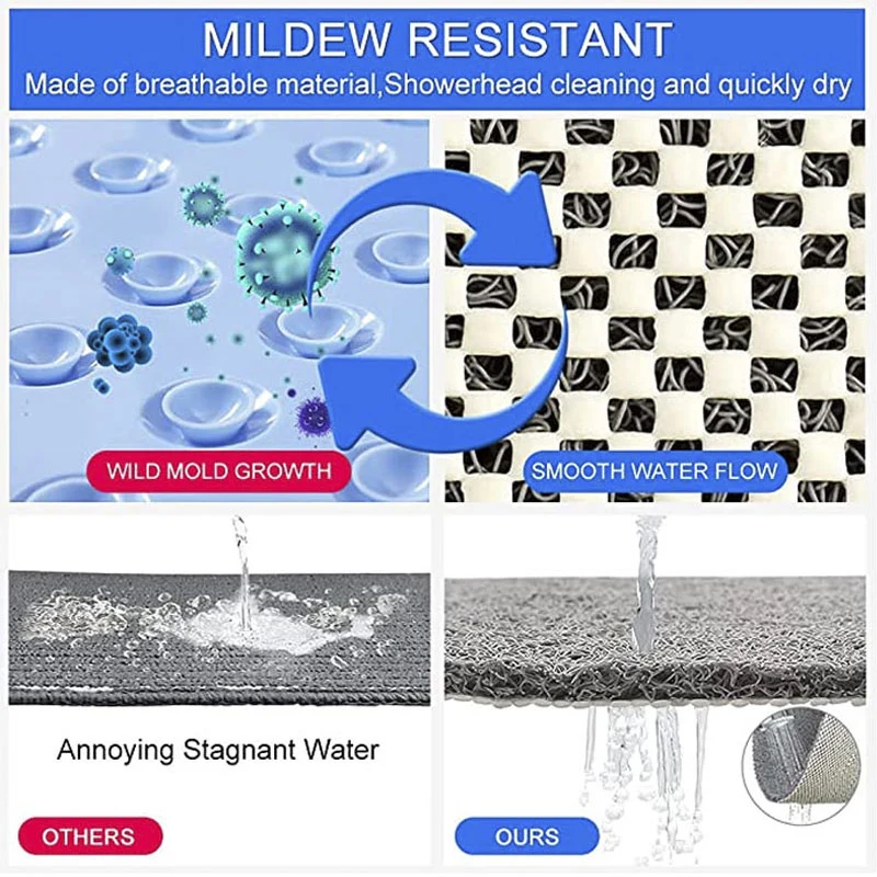 PVC Anti Slip Bathroom Mat Shower Rug Plastic Foot Bathtub Mat