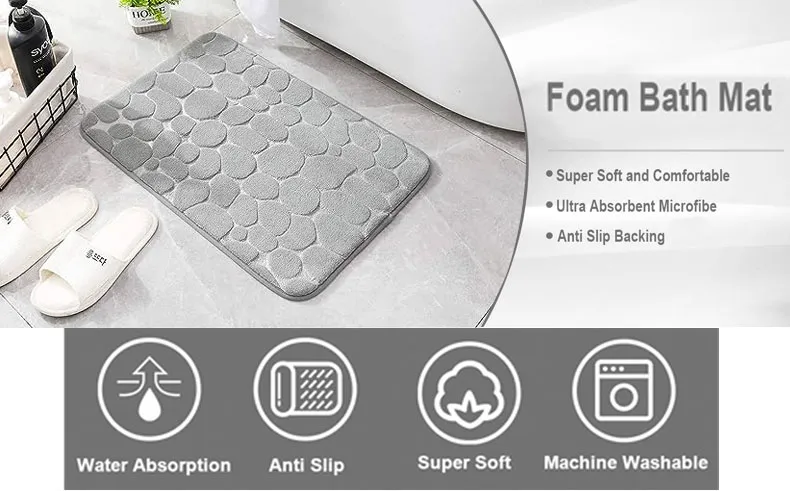 PVC Anti Slip Bathroom Mat Water Absorbent Plastic Foot Bathtub Mat