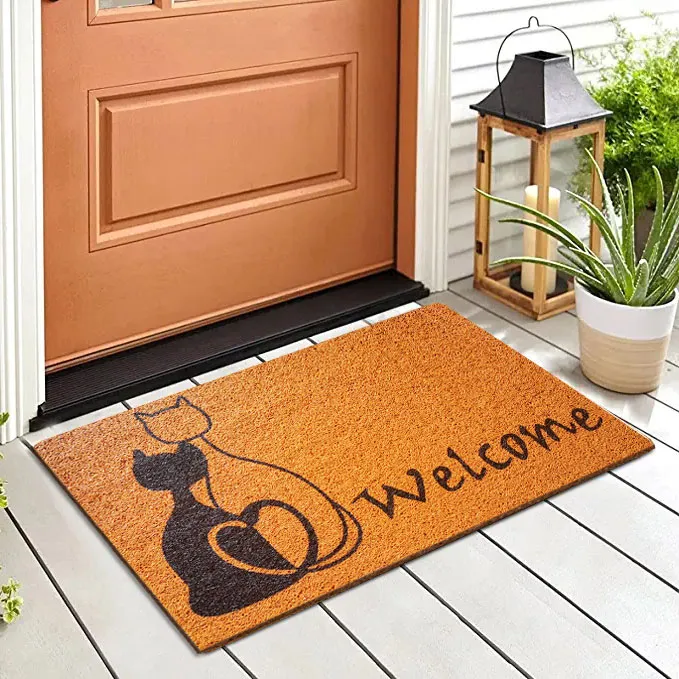 PVC Coco Coir Doormat Heavy-Duty Front Welcome Entrance Indoor Mats and Rugs