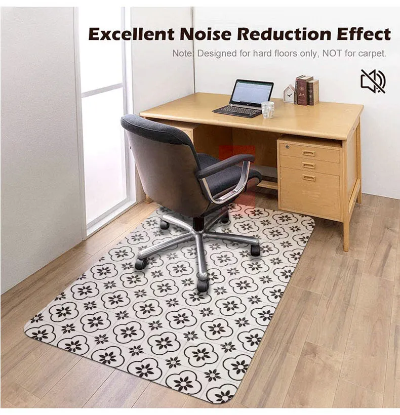 PVC Printed Soft Silicon Popular Anti Slip Office Floor Protection Chair Mat