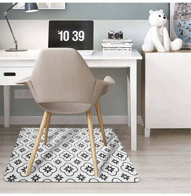 PVC Printed Soft Silicon Popular Anti Slip Office Floor Protection Chair Mat