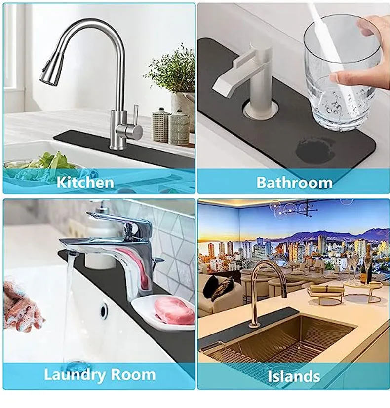 Sink Water Splash Guard Pad Kitchen Faucet Absorbent Mat