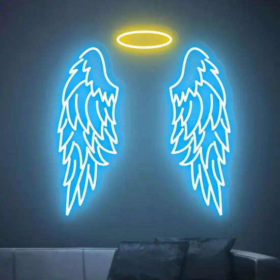 Angle Wings Neon Sign for Home Bar Pub Wall Decor